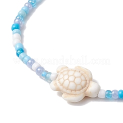 Glass with Dyed Synthetic Turquoise Beaded Stretch Bracelets&nbsp;BJEW-JB11031-01