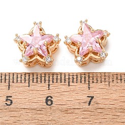 Brass Micro Pave Pink Cubic Zirconia Beads&nbsp;CU-CBAEC99-34G-01