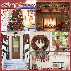 10Pcs 2 Style Christmas Theme Tartan Pattern Polyester Bowknot&nbsp;AJEW-CA0002-64