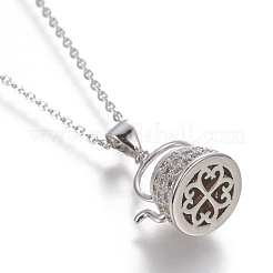 Brass Micro Pave Cubic Zirconia Pendant Necklaces&nbsp;NJEW-I230-11