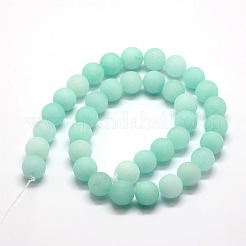 Frosted Natural Malaysia Jade Round Beads Strands&nbsp;G-E310-8mm-03
