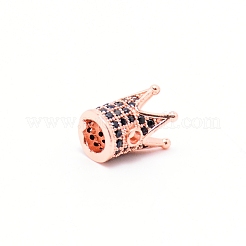 Brass Micro Pave Cubic Zirconia Beads&nbsp;X-ZIRC-WH0002-03RG