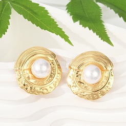 304 Stainless Steel ABS Plastic Pearl Stud Earrings for Women&nbsp;EJEW-U046-11G