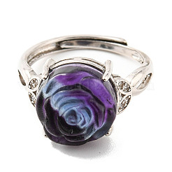 Adjustable Natural Fluorite Finger Rings&nbsp;RJEW-Z004-03P