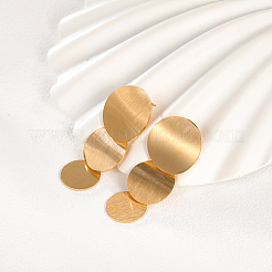 Brushed Round 201 Stainless Steel Dangle Stud Earring&nbsp;LS-XW5128-1
