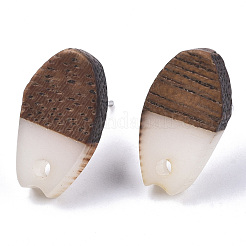 Opaque Resin & Walnut Wood Stud Earring Findings&nbsp;MAK-N032-010A-B04