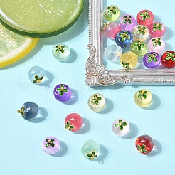 24Pcs 12 Colors Transparent Glass Apple Pendants&nbsp;DGLA-YW0001-46