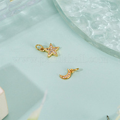 2Pcs 2 Styles Brass Micro Pave Cubic Zirconia Charms&nbsp;KK-TADJ0001-02