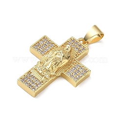 Brass Micro Pave Clear Cubic Zirconia Pendants&nbsp;CU-CBAC53C-01G