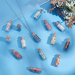 20Pcs 10 Styles Glass Wishing Bottle Pendants&nbsp;PALLOY-HY00068