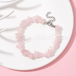Natural Rose Quartz Chips Beaded Bracelet&nbsp;BJEW-JB09686-02