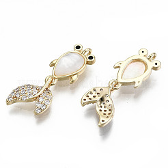 Brass Micro Pave Clear Cubic Zirconia Pendants&nbsp;KK-S356-197G-NF