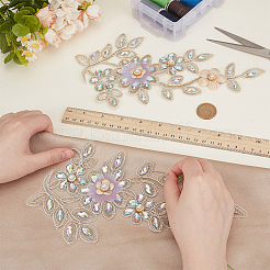 1Pair Polyester & Glass Lace Cloth Patches&nbsp;DIY-FG0008-25
