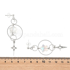 Glass & Brass Dangle Stud Earrings&nbsp;EJEW-TA00822