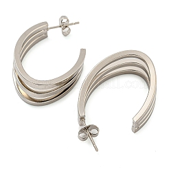 Tarnish Resistant Letter C 202 Stainless Steel Multi Layered Stud Earrings&nbsp;EJEW-H003-14P