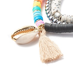 Polymer Clay Heishi Beads Stretch Bracelets Set&nbsp;BJEW-JB07395