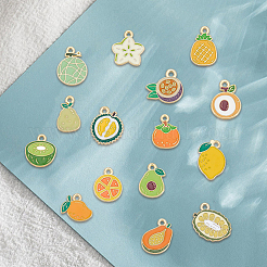 60Pcs 15 Styles Fruit Alloy Enamel Charms&nbsp;ENAM-BM0001-26