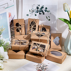 40Pcs 4 Styles Rectangle Kraft Paper Cardboard Jewelry Boxes&nbsp;CON-BBC0001-14