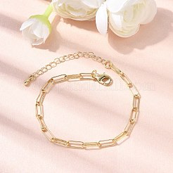 Brass Link Paperclip Chains Bracelet for Women&nbsp;BJEW-A065-03G