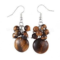 Natural Tiger Eye Dangle Earrings&nbsp;EJEW-JE03586-03
