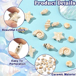 25Pcs 5 Styles Handmade Porcelain Ceramic Beads&nbsp;PORC-YW0001-85