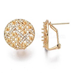 Brass Micro Pave Clear Cubic Zirconia Stud Earring Findings&nbsp;KK-N232-209