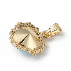 Real 18K Gold Plated Rack Plating Brass Micro Pave Clear Cubic Zirconia Pendants&nbsp;KK-C015-05G-08