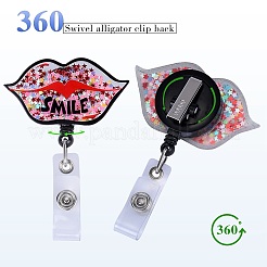 Sequin Quicksand Effect Acrylic & ABS Plastic Badge Reel&nbsp;AJEW-SZ0002-46A