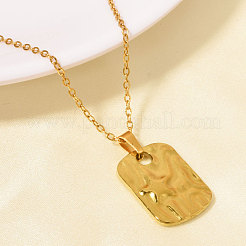 304 Stainless Steel Textured Rectangle with Star Pendant Necklaces for Women&nbsp;WGD11CE-02
