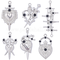 24Pcs 6 Styles Alloy Rhinestone Connector Charms&nbsp;FIND-SC0022-22
