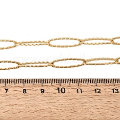 304 Stainless Steel Texture Oval Link Chain Necklaces&nbsp;NJEW-K305-06G