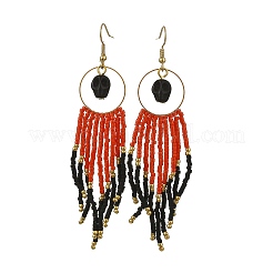 Glass Seed Tassel Earring for Women&nbsp;EJEW-MZ00798