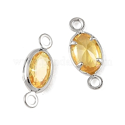 SHEGRACE Brass Pave Cubic Zirconia Oval Connector Charms&nbsp;XGRQ2O407-439C-P