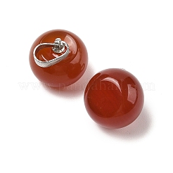 Natural Carnelian(Dyed & Heated) Apple Charms with Brass Snap on Bails&nbsp;G-L614-D02