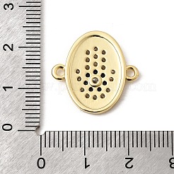 Brass Micro Pave Clear and Blue Cubic Zirconia Religion Oval with Hamsa Hand Connector Charms&nbsp;KK-H267-071G