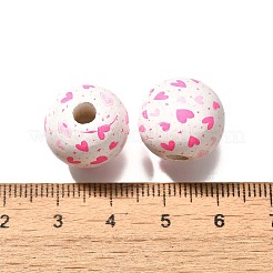 Valentine's Day Element Printed Wood Beads&nbsp;WOOD-R002-01-30