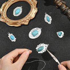 6Pcs 6 Styles Dyed Synthetic Turquoise Pendants&nbsp;STAS-SZ0003-81