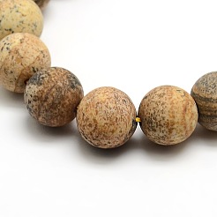 Frosted Natural Picture Jasper Round Bead Strands&nbsp;X-G-M064-10mm-05