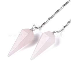 Natural Rose Quartz Dowsing Pendulum Pendants&nbsp;AJEW-N005-01C