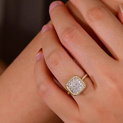 Brass Micro Pave Cubic Zirconia Finger Rings for Women&nbsp;FS-WG378B2-03