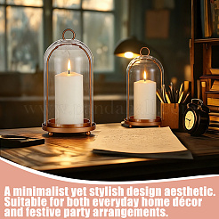 2Pcs Iron with Glass Shade Candle Holders&nbsp;AJEW-WH0481-450