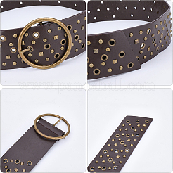 Antique Bronze Alloy Rivets PU Leather Wide Waist Belts&nbsp;AJEW-WH20098-074B-02