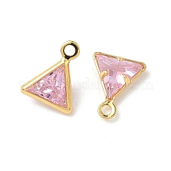 Brass Micro Pave Cubic Zirconia Triangle Charms&nbsp;KK-Z136-29G-02