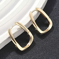 Rectangle Brass Hoop Earrings&nbsp;EJEW-D320-24G