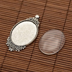 Tibetan Style Alloy Pendant Cabochon Settings&nbsp;DIY-X0228-AS