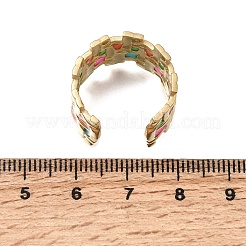 304 Stainless Steel Enamel Cuff Open Rings for Women&nbsp;RJEW-A100-04G