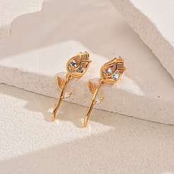 Elegant Tulip Brass Pave Clear Cubic Zirconia Stud Earrings&nbsp;RX3904