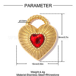 304 Stainless Steel with Siam Rhinestone Pendants&nbsp;RB-OY001-57G
