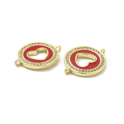 Brass Micro Pave Clear Cubic Zirconia Connector Charms&nbsp;KK-E068-VB053-2