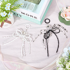 2Pcs 2 Styles Alloy with Glass Seed Bead Pendant Decorations&nbsp;KEYC-SP0001-27B
